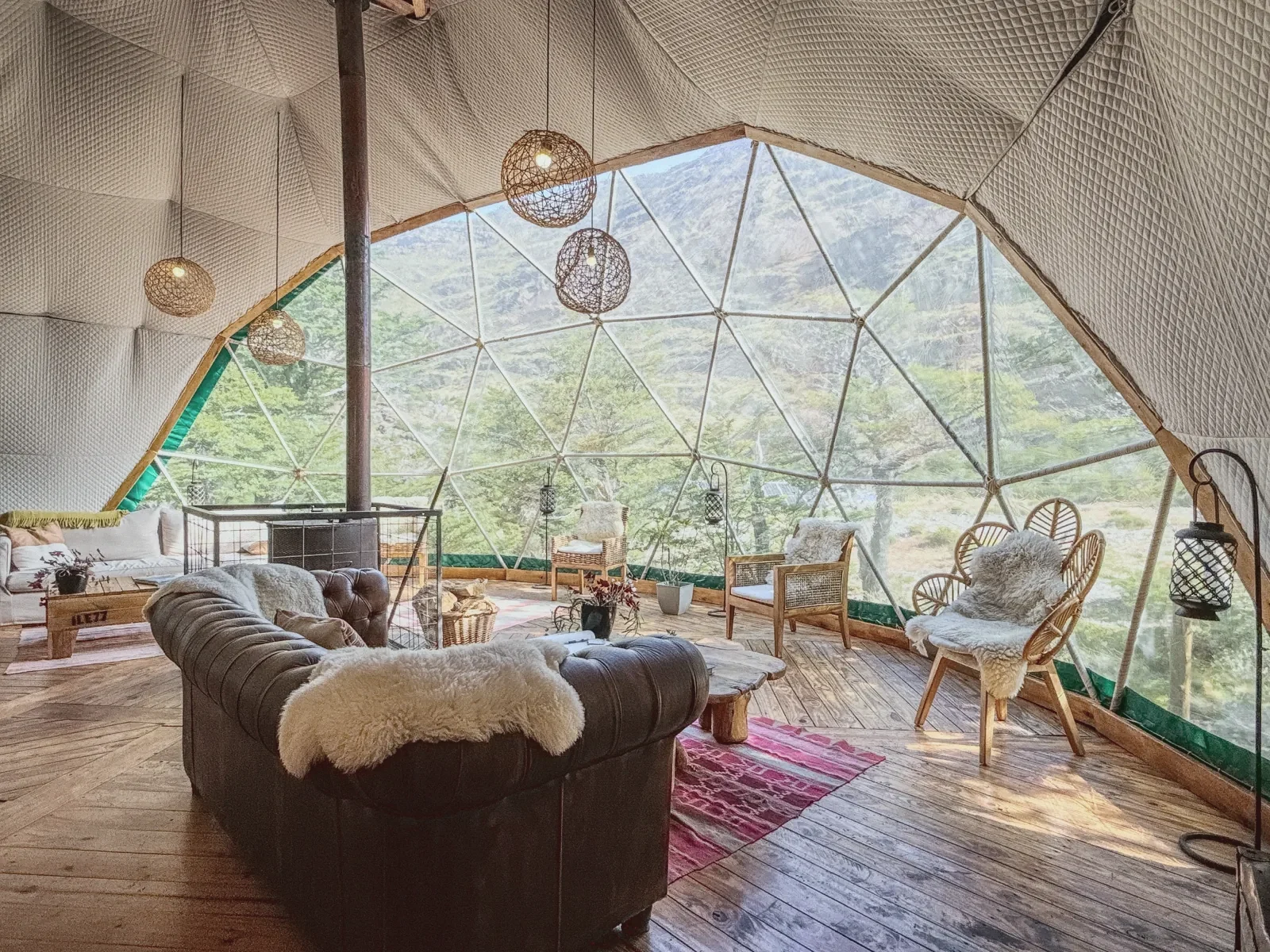 The Lounge Dome, its geodesic frame left in view
